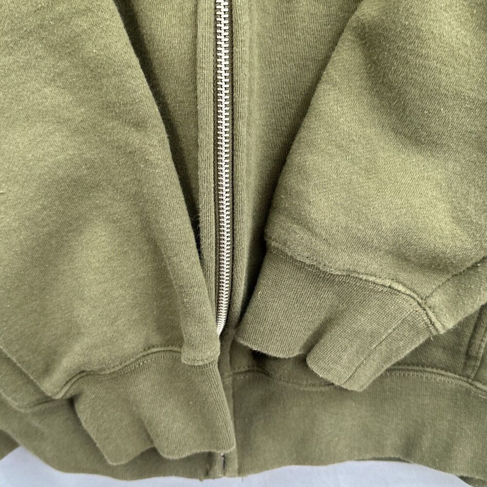 Farm Boy Zip Hoodie Olive Green Graphic Heavy Sweatshirt Adult Size L Workwear - Picture 8 of 12
